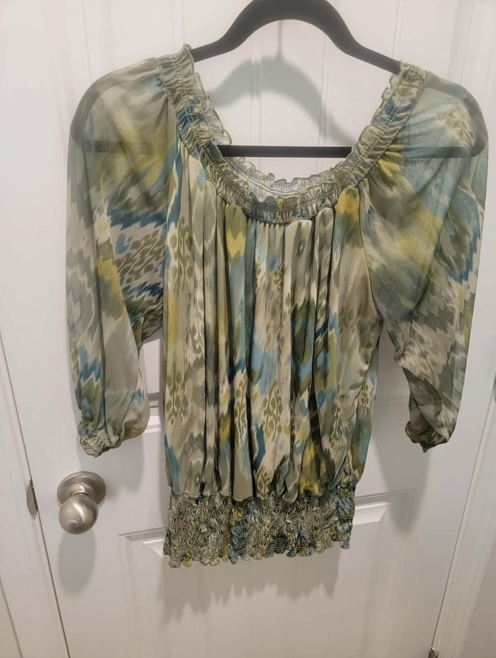 Cha Cha Vente Sz XL Beautifully Colored Peasant Top w/Elastic Stretch Waistband